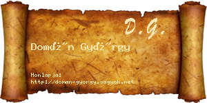 Domán György névjegykártya